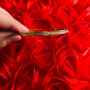 Gold and Rhinestone Bangle Bracelet